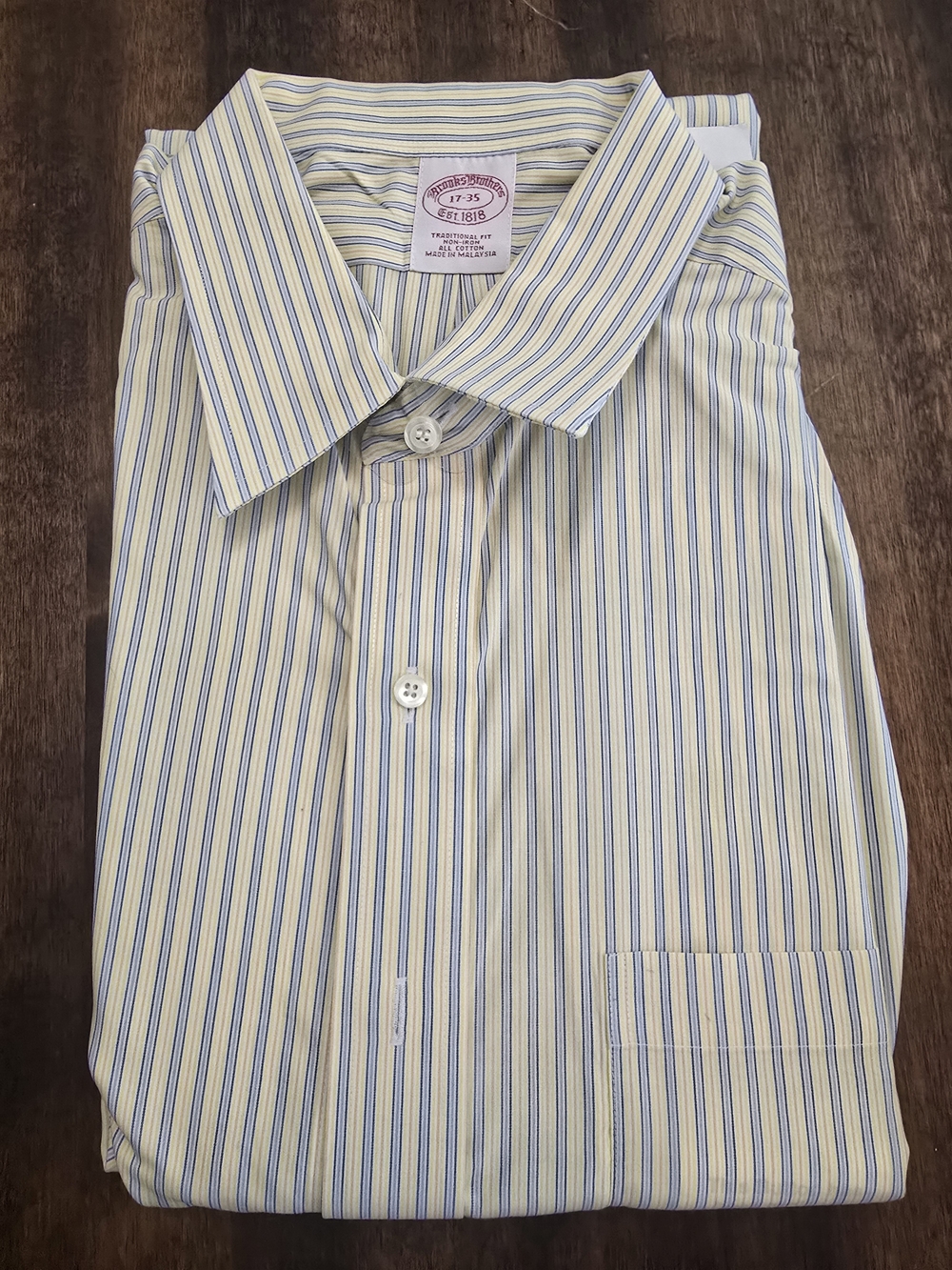 Brooks Brothers Yellow and Blue Striped Dress Shirt